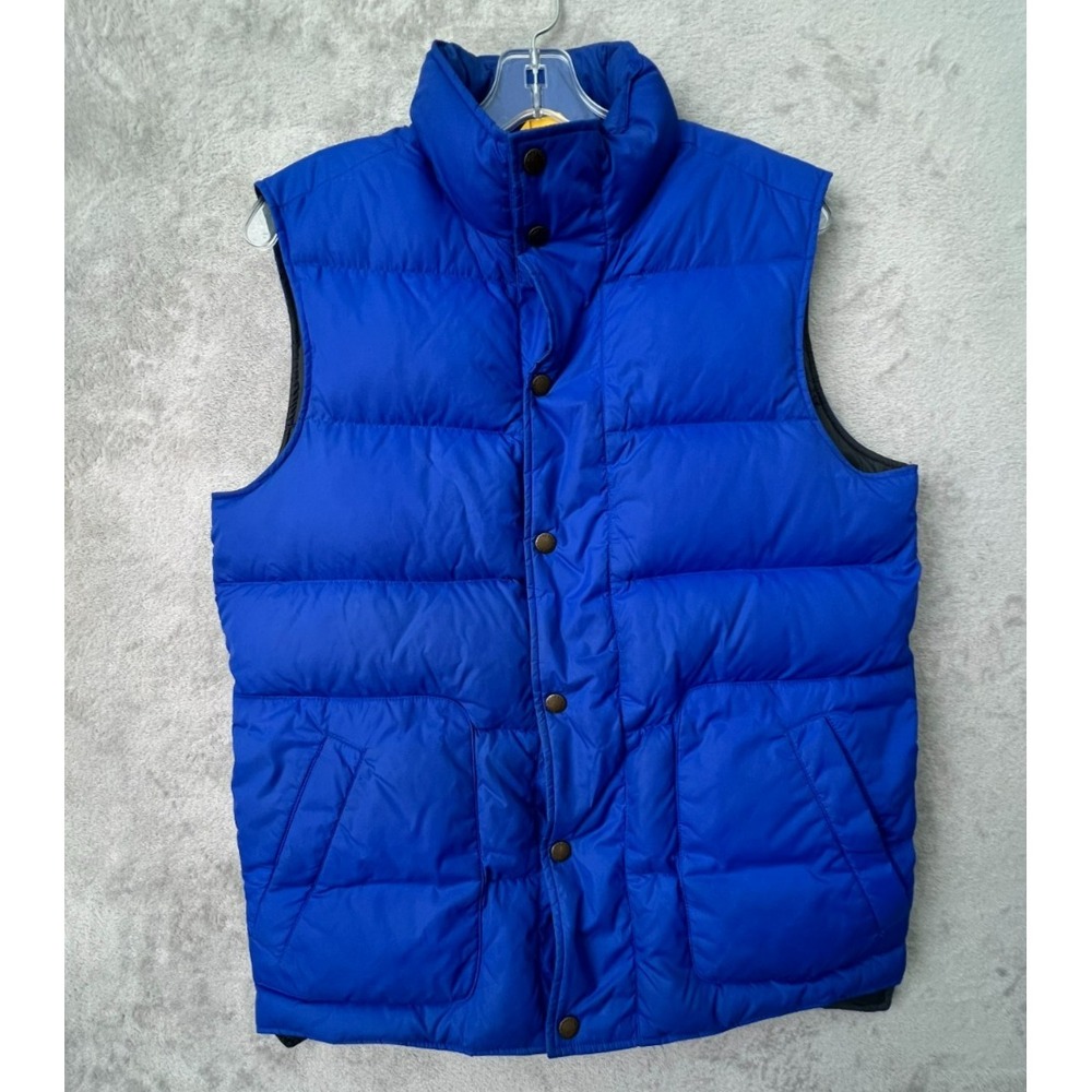 Lands' End Down Puffer Vest Blue Men's Small 34 36 Snap Front Outdoor Winter